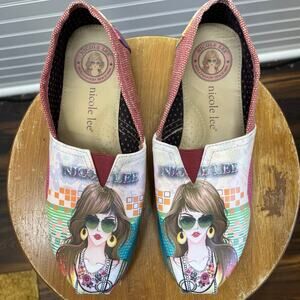Nicole Lee Canvas Slip On Shoes Size 9